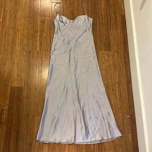 Zara grey/silver silk midi dress Small - NWT!